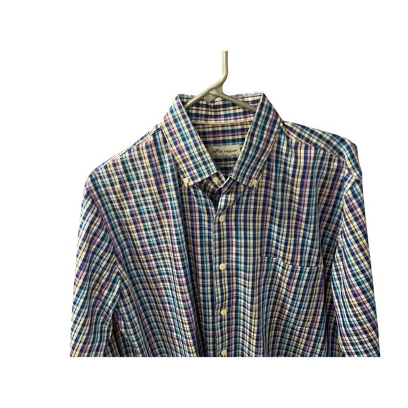 Peter Millar Mens Size Medium Blue Long Sleeve Silk Blend Button Up Shirt top Bl - Picture 2 of 4